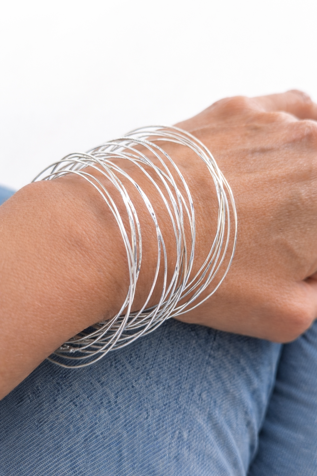 Bracelet semainier texturé en argent 925
